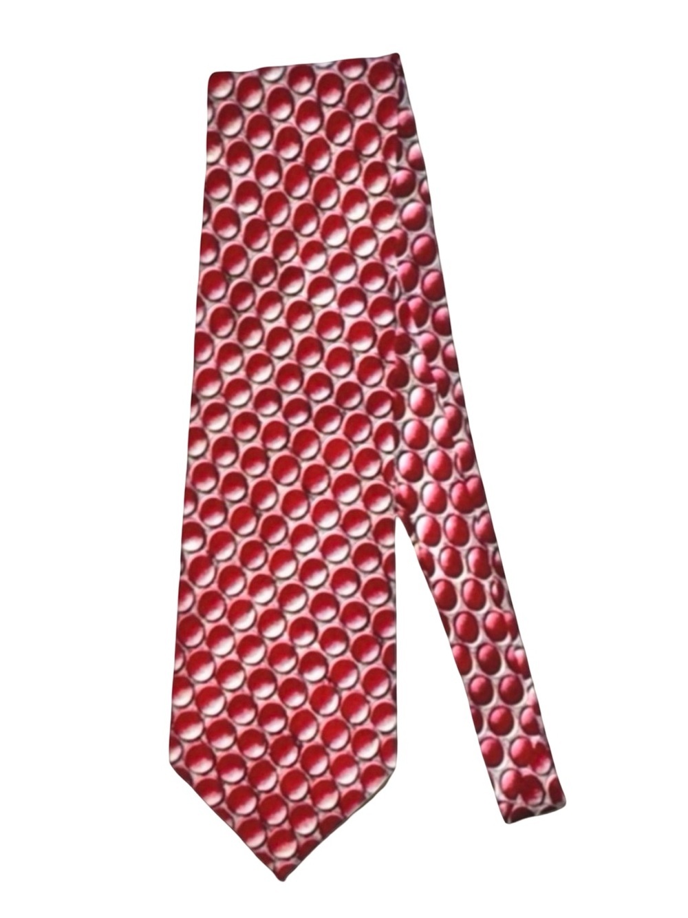 Tom James Men’s Silk Necktie. Red, Silver